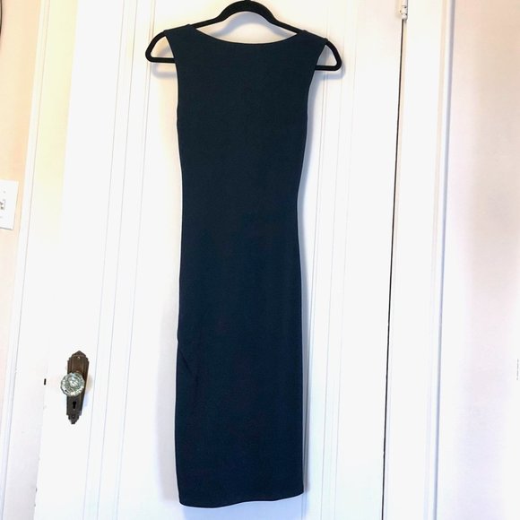 Form Fitting Ruched Navy Sheath Dress - Picture 5 of 10